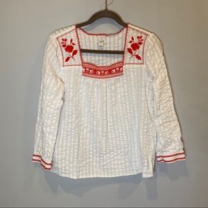 J. Crew embroidered detail blouse